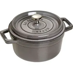 Staub Guss Cocotte, rund 18 cm - Graphitgrau - Hochwertiger Gusseisen-Topf für vielseitiges Kochen, ideal zum Schmoren. Mit innovativer Noppenstruktur für optimale Befeuchtung und geeignet für alle Herdarten, inklusive Induktion.