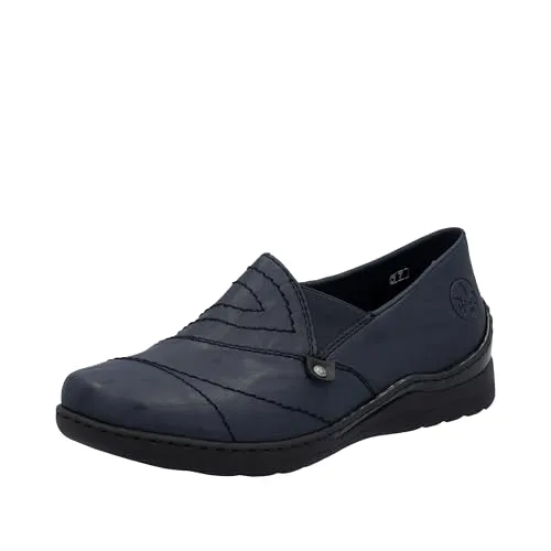 Rieker Damen 48961 Slipper, Blau, 39 EU - Slipper & Mokassins für Damen, ideal für Komfort mit Extraweite für entspannte Füße