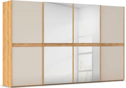 RAUCH SCALE-LINE Schwebetürenschrank - Kleiderschrank mit edler Optik in Asteiche und Glas Champagner, 4 Türen und 8 Einlegeböden, bietet viel Stauraum und Pflegeleichtigkeit, MADE IN GERMANY.