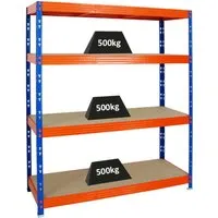 PROREGAL® Schwerlastregal Rhino 180x200x60 cm, 500kg Fachlast - Schwerlastregal für extreme Lasten, tragfähig bis 500kg pro Fachboden, ideal für Lager und Werkstatt. Einfache Steckmontage und verstellbare MDF-Fachböden.