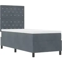 vidaXL Boxspringbett Dunkelgrau 80 x 200 cm mit Matratze - Elegantes Boxspringbett mit samtweichem Headboard und stabilen Lattenrost, ideal für stilvollen Komfort und entspannende Nächte.