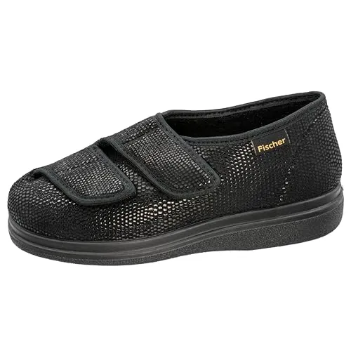 Fischer Ortho Unisex Niedrige Hausschuhe, Schwarz (222) - Bequeme Low-top Hausschuhe mit Klettverschluss für optimalen Halt, perfekt für Zuhause und entspannte Stunden.