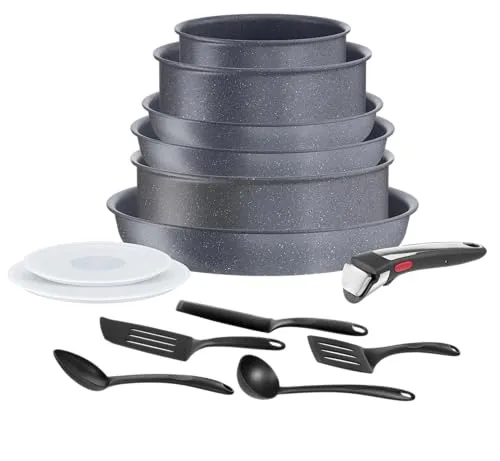 Tefal Ingenio L7669902 Kochgeschirr, 14-teilig - Topf- & Pfannensets mit abnehmbarem Griff und langlebiger Antihaftbeschichtung, ideal für platzsparendes Kochen und einfache Reinigung, Made in France.