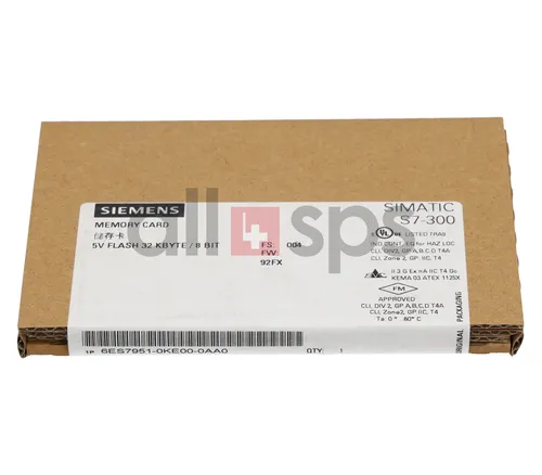 SIMATIC S7 Memory Card 32 KByte - 6ES7951-0KE00-0AA0 - Zuverlässige Speicherkarte für die SIMATIC S7-300, ideal für Automatisierungsprojekte. Hohe Speicherkapazität und geprüfte Qualität aus Deutschland.