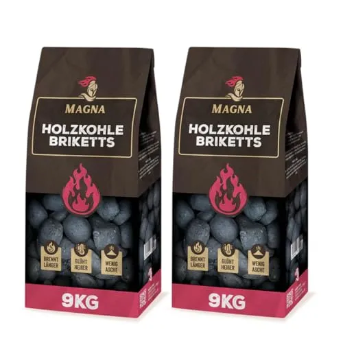 Magna Holzbriketts 18 KG - 100% natürlich - Brennstoffe: Gleichmäßig und langsam verbrennend, rauchfrei und sehr schnell zündend. Ideal für umweltbewusste Grill- und Kaminliebhaber.