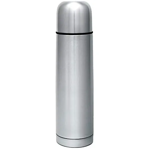 GRÄWE Thermosflasche, Edelstahl Trinkflasche, Thermoskanne, Isolierflasche für unterwegs mit Becher, auslaufsicher, spülmaschinengeeignet (Silber, 500 ml)