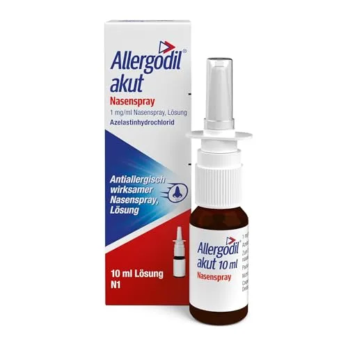 Allergodil Akut Nasenspray 10 ML - Arzneimittel zur schnellen Linderung von Heuschnupfen-Symptomen. Ideal für Erwachsene und Kinder ab 6 Jahren. Wirkt schnell und effektiv gegen allergische Rhinitis.