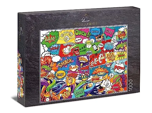 Ulmer Puzzleschmiede - Puzzle Boom! - Klassisches 1000 Teile Puzzle - originelle Comic-Wallpaper-Illustration - bunter pin-up-Stil für Junge & junggebliebene Puzzler