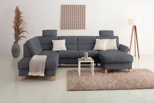 Home affaire Wohnlandschaft Westerland U-Form, Federkern, wahlweise Bettfunktion, Stauraum und Armlehn-Verstellung