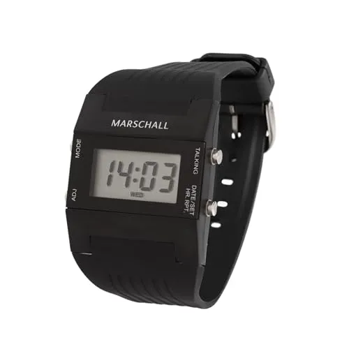 Marschall Deutsch sprechende Armbanduhr I 1109 - Armbanduhren für Herren mit extra großem Display, ideal für Senioren, Blinde und Sehbehinderte – klare Ansage von Uhrzeit und Wochentag für einfache Bedienung.
