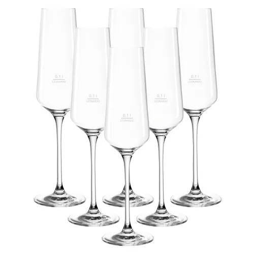 Leonardo PUCCINI Sektglas 0,1 l - 6er Set "Gastro-Edition" - Gläser: 6 geeichte Sektgläser mit 0,1 Liter Füllstrich, spülmaschinenfest und langlebig für unvergessliche Genussmomente.