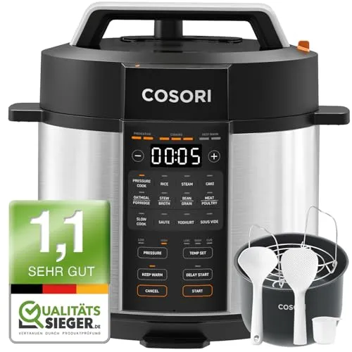 COSORI Schnellkochtopf 9-in-1 - 5,7 L Multikocher mit 14 Funktionen, kocht bis zu 70% schneller und ersetzt mehrere Küchengeräte
