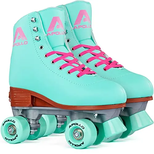 Apollo Disco Roller | Verstellbare Rollschuhe für Kinder und Erwachsene - Inliner für Kinder und Erwachsene mit kultigem Retro-Look, verstellbar von Größe 31 bis 42 für jahrelangen Fahrspaß. Bequemes Kunstleder und robuste ABEC-7-Kugellager für ein optimales Fahrerlebnis.