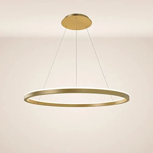 s.luce LED Ring Pendelleuchte - Gold, Ø 80cm, dimmbar - Moderne Hängelampe für stimmungsvolles Licht im Wohnzimmer. Direkt oder indirekt einstellbar, mit hochwertiger LED-Technologie für optimale Ausleuchtung und hervorragende Farbwiedergabe.