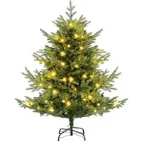 Costway Künstlicher Weihnachtsbaum 135 cm mit Beleuchtung - Luxuriöser Weihnachtsbaum mit 442 dichten Zweigspitzen und 160 warmweißen LED-Lichtern. Ideal für festliche Dekoration und stimmungsvolle Atmosphäre. Einfach zu lagern dank klappbarem Metallständer.