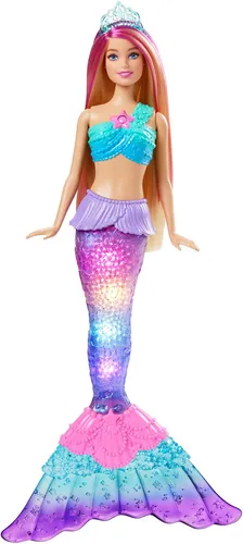 Mattel Meerjungfrauenpuppe HDJ36 - Barbie Dreamtopia, 15 cm groß mit Licht und buntem Design, ideal für kreative Spielstunden ab 3 Jahren