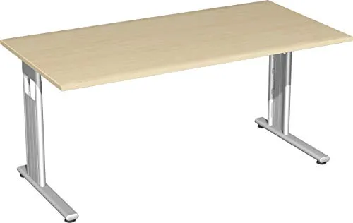 Gera Möbel S-618103-AH/SI Schreibtisch Lissabon - Kinderschreibtisch mit stabiler 25mm Tischplatte und Kabelkanal, ideal für ein aufgeräumtes Kinderzimmer, Made in Germany.