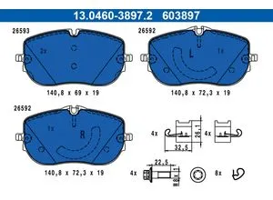 ATE Bremsbeläge Satz vorne für Mercedes C-Klasse | 13.0460-3897.2 - Hochwertiger Bremsbelagsatz für die Vorderachse, inklusive Bremssattelschrauben. Ideal für zuverlässige Bremsleistung und einfaches Upgrade. Passend für zahlreiche Modelle der Mercedes C-Klasse.