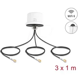 Delock 4G MIMO Dualband WiFi 6 Antenne - WLAN-Zubehör mit 2 x SMA und 1 RP-SMA Stecker für verbesserte Signalstärke und Reichweite, ideal für schnelle Internetverbindungen.