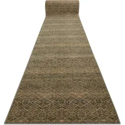 Keshan Wolle Läufer 1044/53533 Orientalisch Beige/Grün 100x440 cm - Hochwertiger Teppichläufer aus 100% natürlicher Wolle, ca. 9 mm dick. Ideal für jeden Raum, mit stabiler Textilrücken und antistatischen Eigenschaften für ein angenehmes Wohnklima.