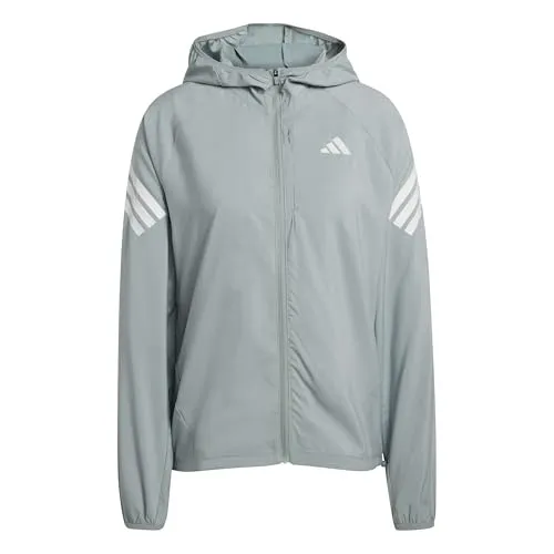 adidas Women's ADI365 Running Iconic Hooded Jacket, Wonder Sage, S - Stylische Kapuzenjacke für aktive Frauen, aus 100 % recyceltem Polyester, mit CLIMACOOL Technologie für optimalen Komfort und reflektierendem Logo für mehr Sichtbarkeit.