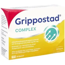 Grippostad Complex ASS/Pseudoeph. 500mg/30mg - 20 St - Arzneimittel zur Linderung von Erkältungs- und Grippesymptomen, mit frischem Orangenaroma für einen angenehmen Geschmack.