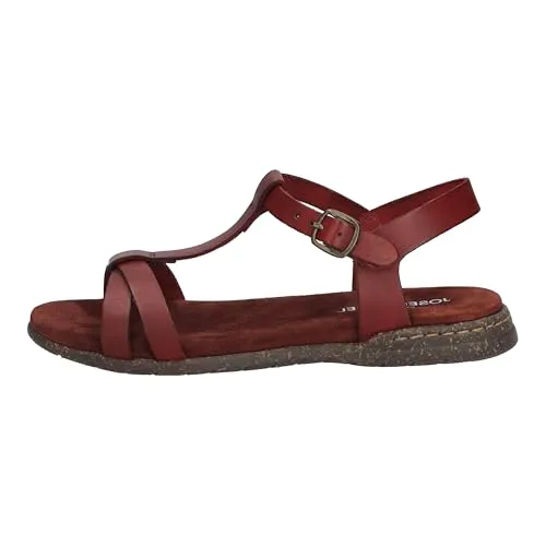 Josef Seibel Fabricia 01 Sandale - Wanderschuhe - Rubinerote Sandalette mit Schnallenverschluss und gepolstertem Softfußbett für höchsten Komfort beim Entdecken der Natur.