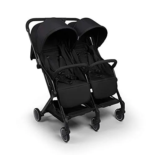 Baninni Zwillings-Kinderwagen Adige Schwarz - Der Baninni Adige Zwillings-Kinderwagen in Schwarz bietet Flexibilität für Eltern mit zwei kleinen Kindern. Mit separaten, verstellbaren Sitzen und einem kompakten Design ist er ideal für den Alltag und passt durch jede Tür.