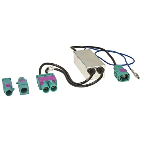 tomzz Audio Doppel Fakra Diversity Antennenadapter - KFZ Adapter mit Phantomeinspeisung, ideal für den Anschluss von Autoradios an OEM Antennen, kompatibel mit vielen Fahrzeugmodellen.