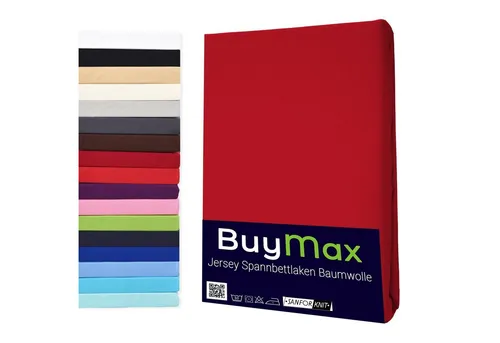 Buymax Spannbettlaken Buymax Jersey aus 100% Baumwolle, Jersey, Gummizug: Rundumgummi, (1 Stück), Pflegeleicht und Atmungsaktiv in Verschiedenen Farben und Größen