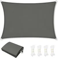 Woltu Sonnensegel grau 200x300 cm, rechteckig mit 95% UV-Schutz - Hochwertiges Sonnensegel aus robustem PES-Gewebe, ideal zur Beschattung von Garten, Terrasse oder Balkon. Mit praktischen Befestigungsseilen für eine einfache Montage.