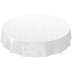 ANRO Tischdecke Wachstuchtischdecke Gartentischdecke Wachstischdecke (Einzelstück 1-tlg), Damast Rund 140cm wasserabweisend weiß Rund | Ø 140 cm x 140 cm x 140 cm x 0.25 mm