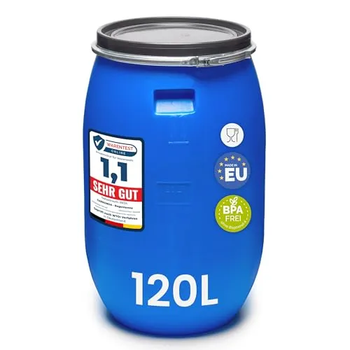 Garronda 120 Liter Regentonne - Weithalsfass aus HDPE, BPA-frei und ideal für Garten, Hobby und Lebensmittelaufbewahrung