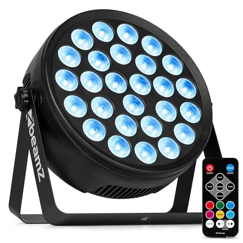 BeamZ BCC260 LED PAR Scheinwerfer – 27x 6W RGBW-UV LEDs, Partylicht mit DMX & Musiksteuerung, Effektstrahler mit Fernbedienung & Vorprogrammierte Shows – Bühnenbeleuchtung, DJ Light, LED Partylicht