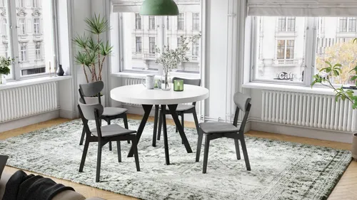 Design Esstisch rund Expanso ausziehbar 110 bis 310 cm - Moderner, ausziehbarer Esstisch für bis zu 10 Personen. Mit innovativem Synchron-Auszugsmechanismus und pflegeleichter Oberfläche, ideal für jedes Zuhause.