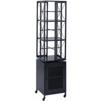 Bücherregal MCW-P13 mit drehbarem Oberteil und Rollen - Schwarz - Stylisches Bücherregal im modernen Industrial-Design mit drehbarem Oberteil für flexiblen Zugriff. Drei offene Fächer und zwei geschlossene Schrankfächer bieten viel Stauraum und platzsparende Funktionalität.