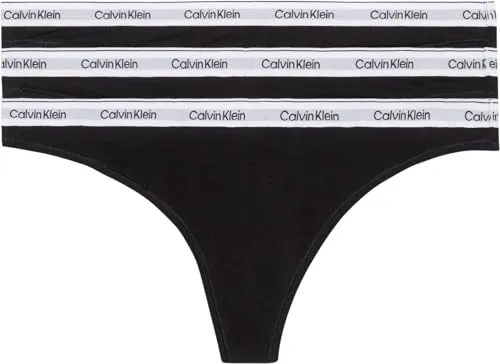 CALVIN KLEIN UNDERWEAR Tanga "3 PACK THONG (LOW-RISE)" - Funktionsunterwäsche in schwarz, 3er-Pack mit elastischem Logobund für optimalen Tragekomfort und körpernahe Passform.