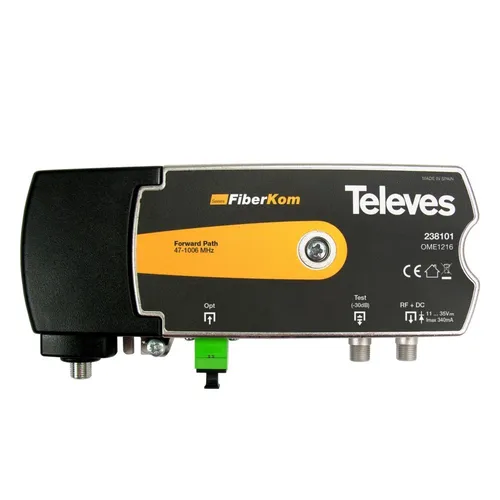 Televes Optischer Miniempfänger OME1216 - Sat-Verteiler für kleine Gemeinschaftsanlagen, empfängt optische Signale von 1200 nm - 1600 nm und bietet eine hohe Verstärkung mit OLC-Technologie für optimale FTTB- und FTTH-Anwendungen.