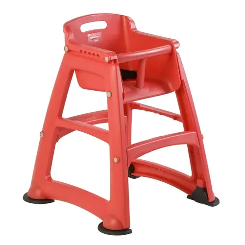 Rubbermaid Babystuhl Sturdy Chair Rot - Sicherer und stapelbarer Kinderstuhl mit Microban antibakteriellem Schutz, ideal für hygienisches Sitzen. Entspricht dem europäischen Standard EN 14988 und bietet höchste Sicherheit durch einen einfach bedienbaren Dreipunktgurt.