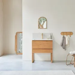 Tikamoon Waschtisch Edgar aus Teakholz mit Premium-Terrazzo - Eleganter Waschtisch Edgar mit Einzelwaschbecken, aus FSC®-zertifiziertem Teakholz und hochwertigem Terrazzo. Zwei praktische Schubladen bieten optimalen Stauraum für Ihre Pflegeprodukte. Ideal für ein stilvolles Badezimmer!