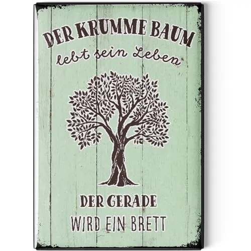 LANOLU Kühlschrankmagnete lustig- Krummer Baum lebt Sein Leben - lustige Magnete mit Sprüchen und witzigen Motiven 8x5,5cm