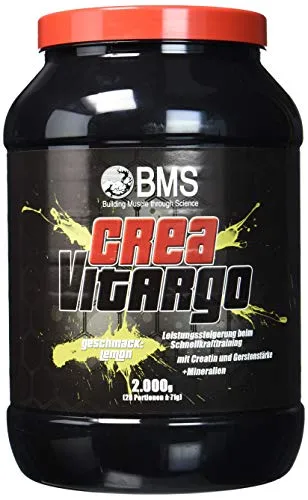 BMS CreaVitargo Lemon, 1er Pack (1 x 2 kg) - Aminosäure Kreatin, ideal zur schnellen Energiebereitstellung und zur Unterstützung beim Muskelaufbau während des Trainings.