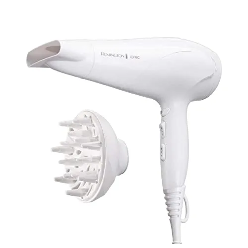 Remington Haartrockner D3199 - Ionen Technologie für schonendes Styling - Haartrockner mit 2200W, Ionenpflege für Anti-Frizz und gleichmäßige Wärmeverteilung. Mit 3 Heiz- und 2 Gebläsestufen, inklusive Stylingdüse und Diffusor für extra Volumen.