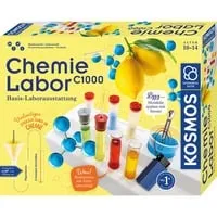 KOSMOS 645540 C1000 Chemielabor - Basis-Laborausstattung mit 7 Chemikalien, sicherer Einstieg in die Chemie für Kinder 10-14 Jahre