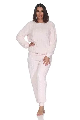 Normann Damen Langarm Schlafanzug aus Sherpa-Fleece in Rose, Größe 40-42 - Kuscheliger Langarm Schlafanzug aus hochwertigem Sherpa-Fleece, ideal für kalte Tage. Bündchen sorgen für optimalen Sitz. Vielseitig als Hausanzug oder Loungewear nutzbar, pflegeleicht bei 40 Grad.