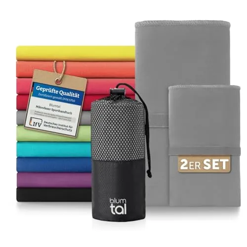 Blumtal Mikrofaser Handtuch leicht & extra saugstark - schnelltrocknende Microfaser Handtücher - optimal als Fitness Handtuch/Strandtuch Mikrofaser/Gym Towel - Reisehandtuch kompakt - Grau