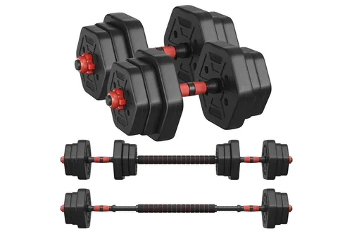 SONGMICS Hantel-Set mit Verbindungsstange - Hexagon Kurzhantelset für effektives Fitnesstraining - Praktisches Hantel-Set mit 20 kg Gesamtgewicht, ideal für Zuhause oder im Fitnessstudio. Flexibles Training für Kraft und Ausdauer.