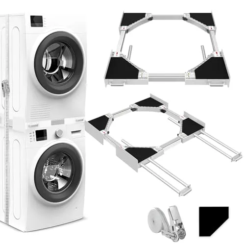 NIUXX Zwischenbaurahmen, verbindungsrahmen waschmaschine trockner universal, Verbindungsrahmen-Zwischenbausatz mit 4 ausziehbaren Rohren, Einstellbare Größe（Breite: 56-69cm）