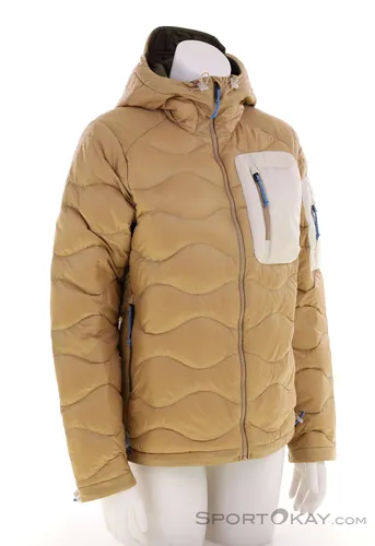 Peak Performance Damen Helium Utility Down Hoodie Jacke, sierra sand-sand fog, M - Leichte und warme Damenjacke mit hochwertiger Daunenfüllung. Ideal für kalte Tage, mit praktischem Design für den Alltag.