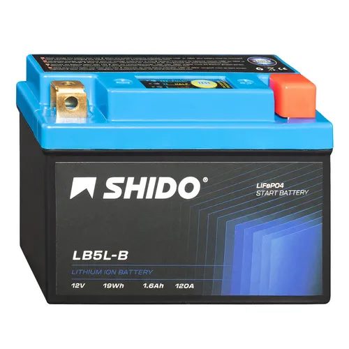 Shido 12V 3Ah Lithium Motorradbatterie LiFePO4 LT7B-BS - Batterien für Straßenmotorräder, extrem leicht mit nur 0,4 kg und langlebig dank Lithium-Technologie, sofort einsatzbereit mit Batteriezustandsindikator.